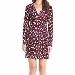Diane Von Furstenberg Reina Purple Leopard Print Reina 100% Silk Dress